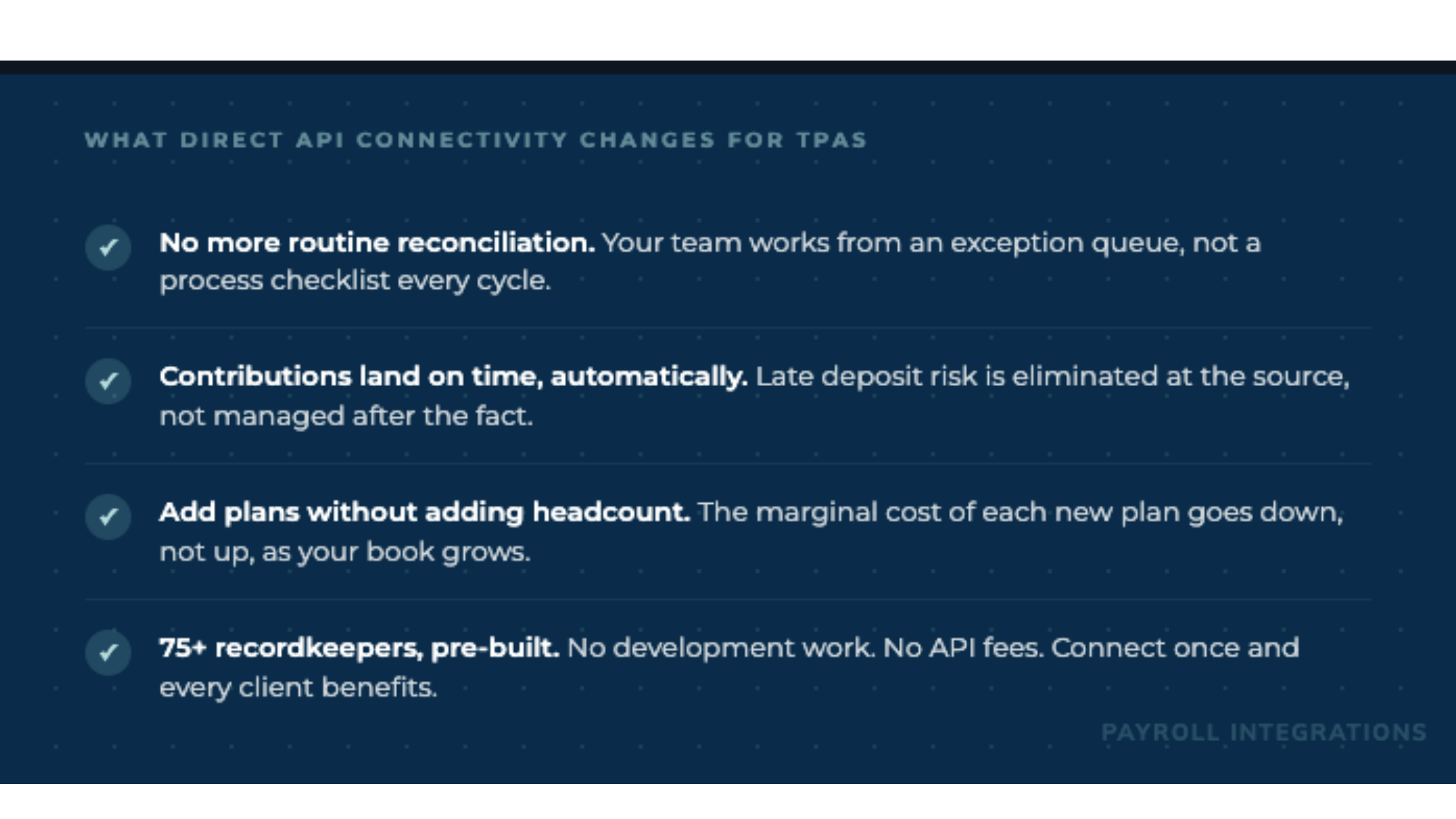 Direct API checklist