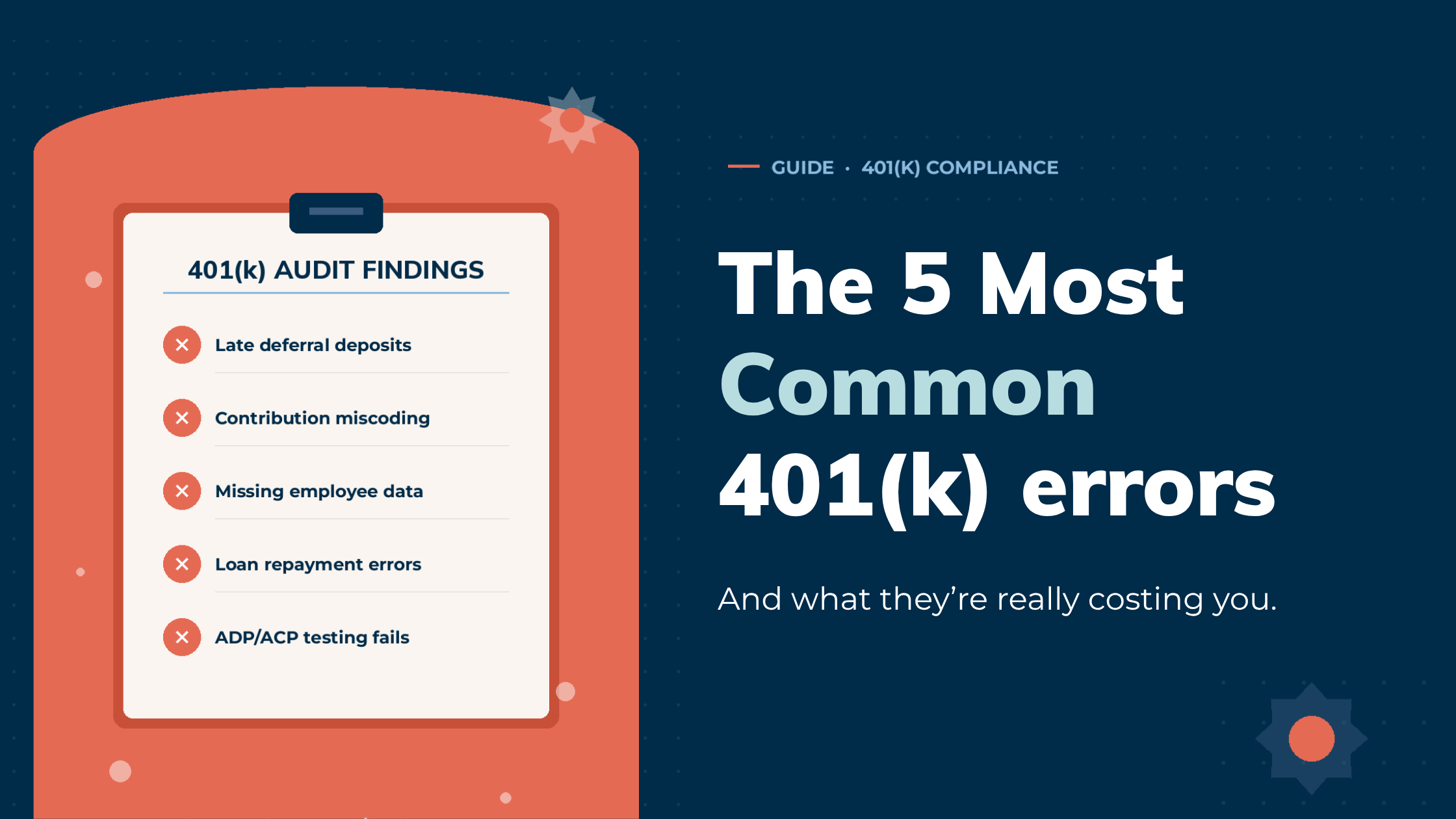 Five of the most common 401k errors listed out with a guide